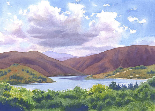 California Poster featuring the painting Lake Hodges San Diego by Mary Helmreich