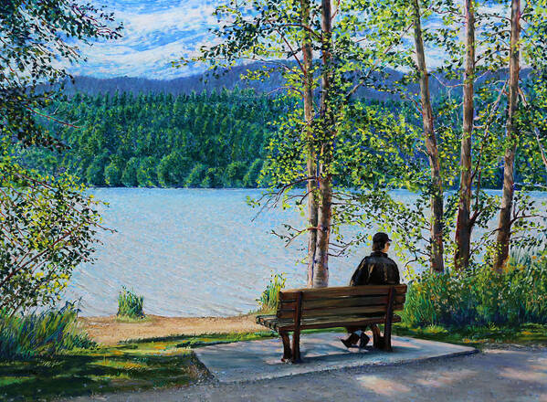 Birdseye Art Studio Poster featuring the painting Lake Padden - Schwartz Bench by Nick Payne