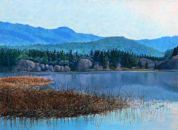 Birdseye Art Studio Poster featuring the painting Lake Padden - view near Gosset bench by Nick Payne