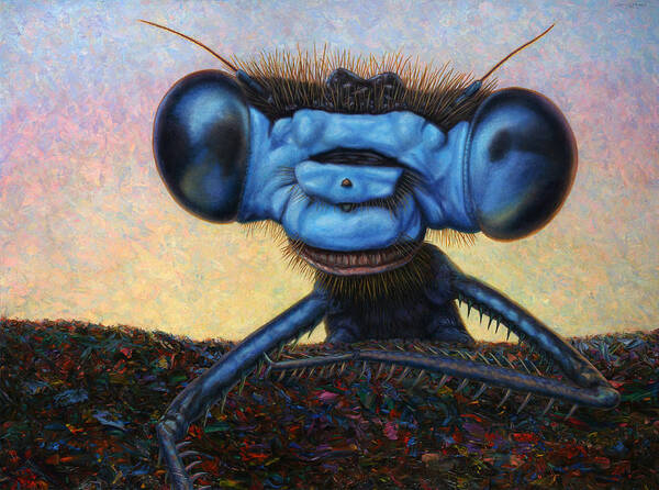 Damselfly Poster featuring the painting Large Damselfly by James W Johnson