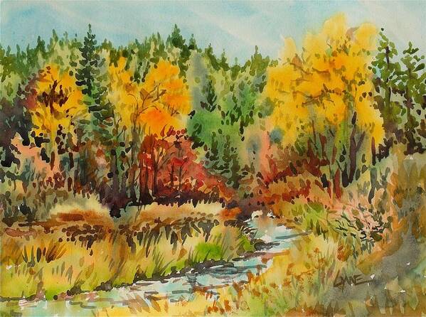 Autumn Creek Poster featuring the painting Latah Creek Fall Colors by Lynne Haines