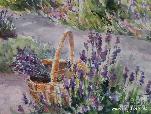 Lavender Poster featuring the painting Lavender Gathering by Christy Lemp