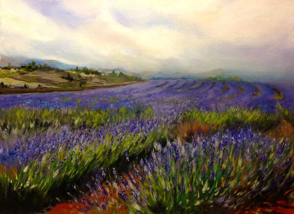 Landscape Poster featuring the painting Lavender in Oil by Lori Ippolito