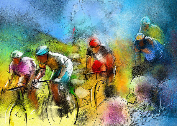 Sports Poster featuring the painting Le Tour de France 01 by Miki De Goodaboom