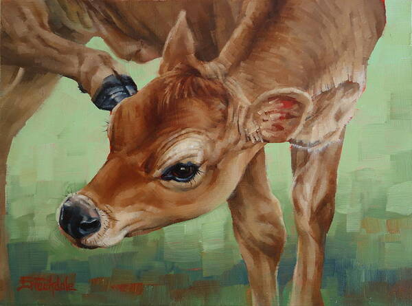 Calf Poster featuring the painting Libby With An Itch by Margaret Stockdale