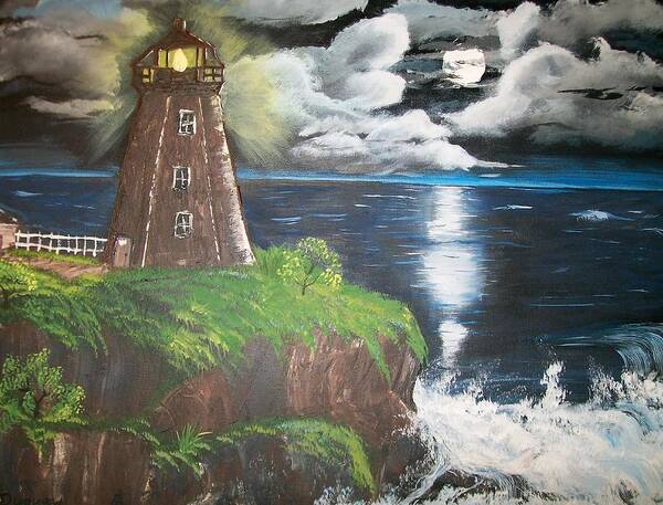   Sea Scape Poster featuring the painting Light of the Moon by Sharon Duguay