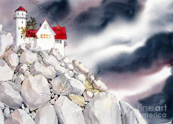 Lighthouse Poster featuring the painting Lighthouse by Teresa Ascone