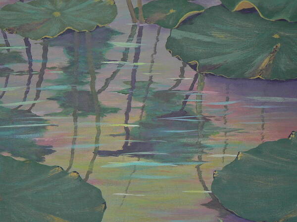 Lilypads Poster featuring the painting Lily Pad Reflections by Ray Nutaitis