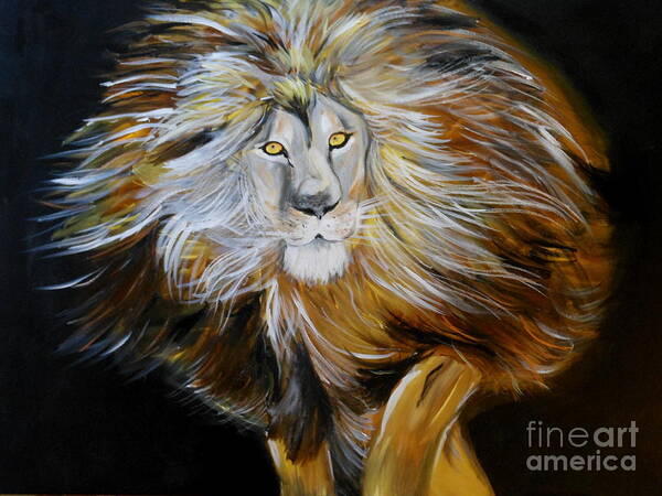 10% Of All Proceeds Will Be Donated To Local Church In Tampa Poster featuring the painting Lion of Judah by Amanda Dinan