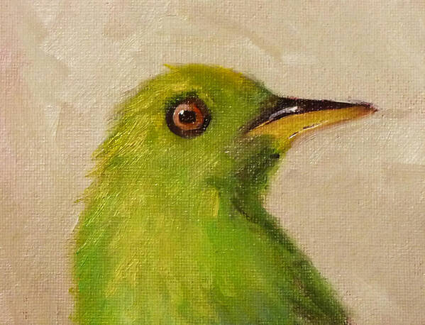 Bird Portrait Poster featuring the painting Little Green Bird by Nancy Merkle