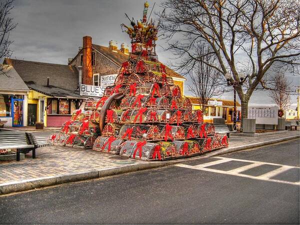 Christmas Greetings Poster featuring the photograph Lobstermans Holiday by John Nielsen