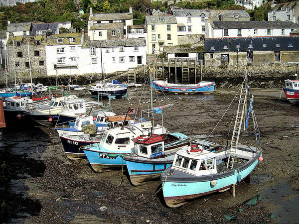 Polperro Harbour Poster featuring the photograph Low Tide by Phyllis Taylor