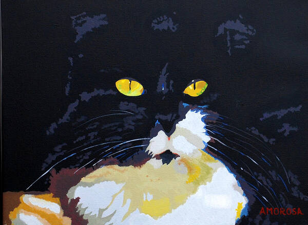 Black Cat Poster featuring the painting Lucy by Donald Amorosa