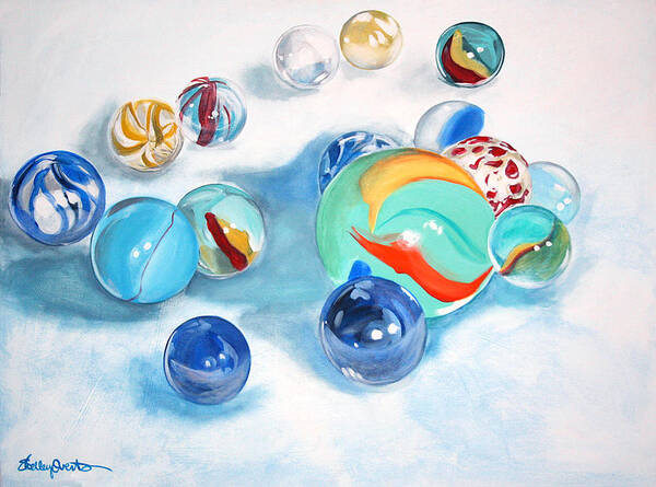Marbles Poster featuring the painting Marbles by Shelley Overton