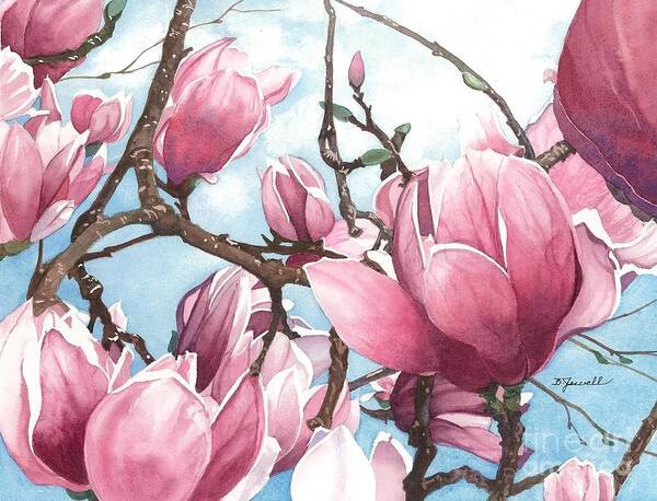 Watercolor Trees Poster featuring the painting March Magnolia by Barbara Jewell