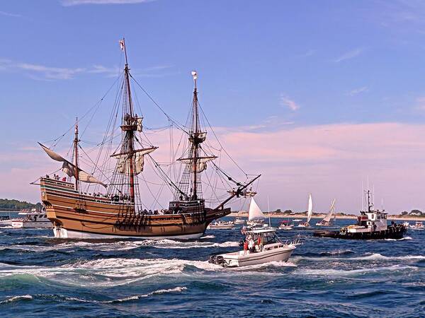 Mayflower Ii Poster featuring the photograph Mayflower II out to sea by Janice Drew