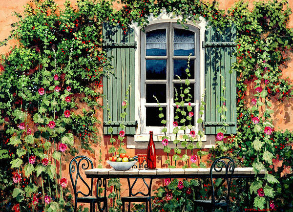 French Window Poster featuring the painting Mediterranean Memories - Oil by Michael Swanson