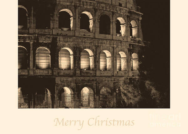 Italian Poster featuring the photograph Merry Christmas with Colosseum by Prints of Italy