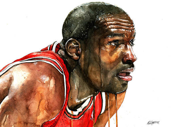 Sports Poster featuring the painting Michael Jordan Watercolor by Michael Pattison