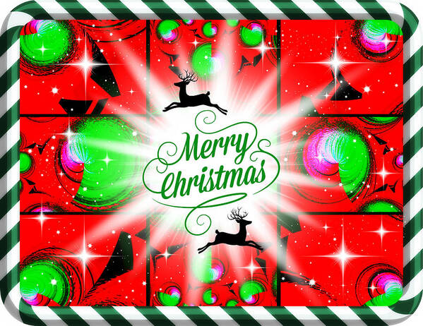 Merry Christmas Poster featuring the digital art Mod Cards - Merry Christmas Reindeer V by Aurelio Zucco