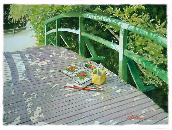 Monet's Garden Poster featuring the painting Monet's Bridge by Maryann Boysen