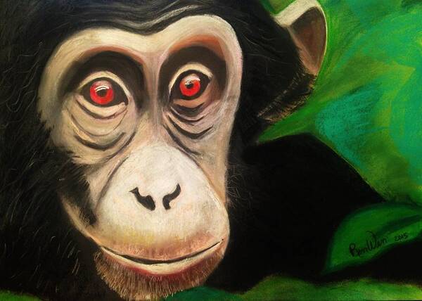 Monkey Poster featuring the painting Monkey See by Renee Michelle Wenker