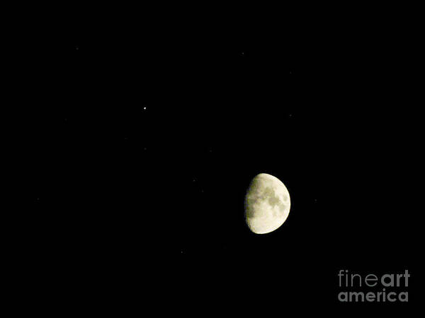 Moon Poster featuring the photograph Moon and Jupiter by Jon Munson II