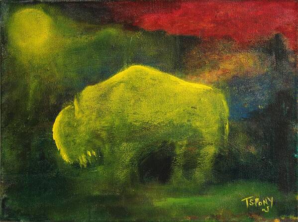 Buffalo Poster featuring the painting Moonlight Buffalo by Barbie Batson