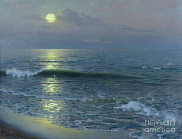 Lever De Lune Poster featuring the painting Moonrise by Guillermo Gomez y Gil