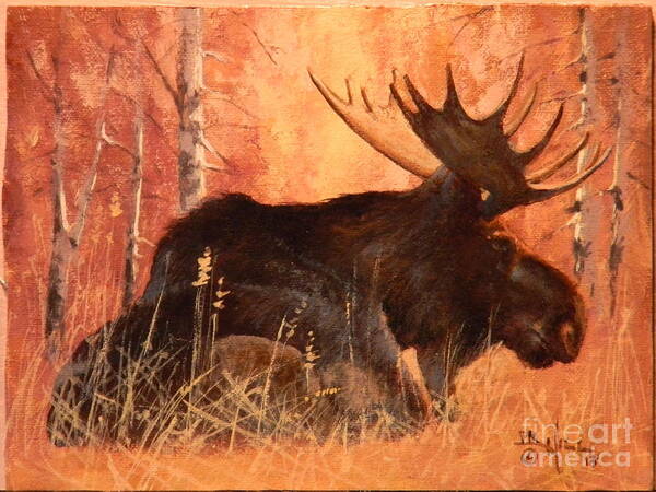 Moose Poster featuring the painting Moose at Rest by Paul K Hill
