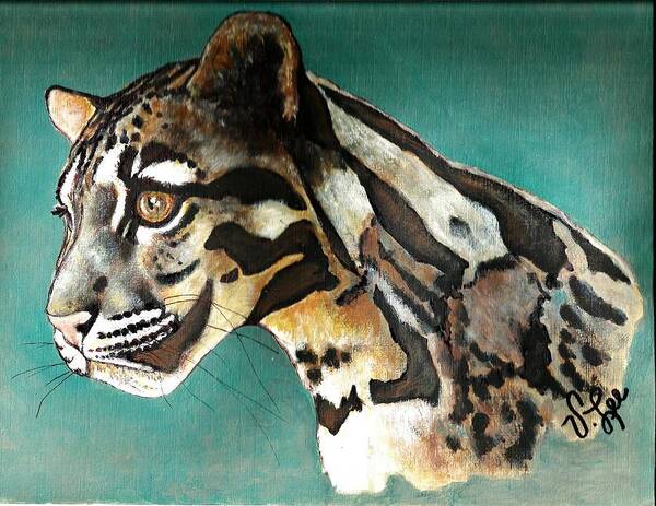 Clouded Leopard Poster featuring the painting Most Elegant Leopard by VLee Watson