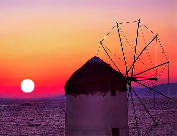 Mykonos Poster featuring the photograph Mykonos Sunset by Mitchell R Grosky