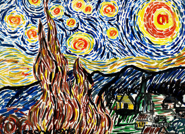 Starry Night Poster featuring the painting Vincent van Goghs Starry Night by Genevieve Esson