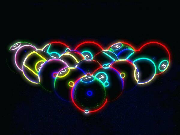 Pool Poster featuring the photograph Neon Pool Balls by Kathy Churchman