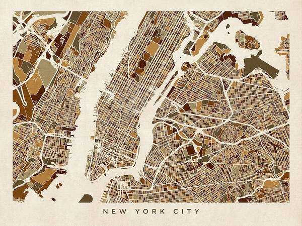 New York Poster featuring the digital art New York City Street Map by Michael Tompsett