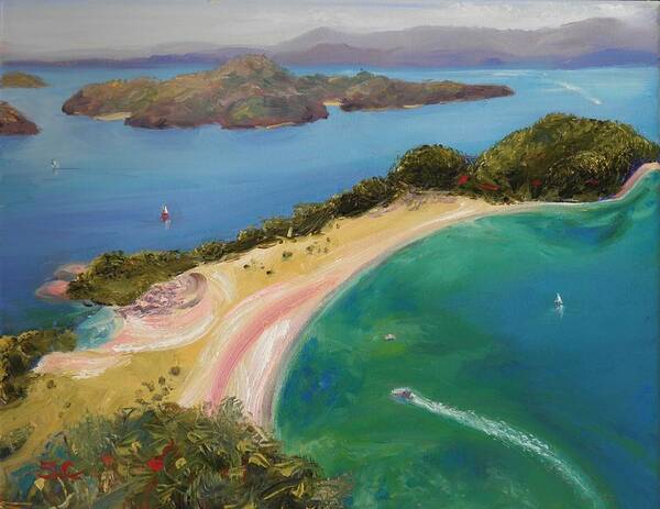 Roberton Island Poster featuring the painting New Zealand Roberton Island by Sharon Casavant