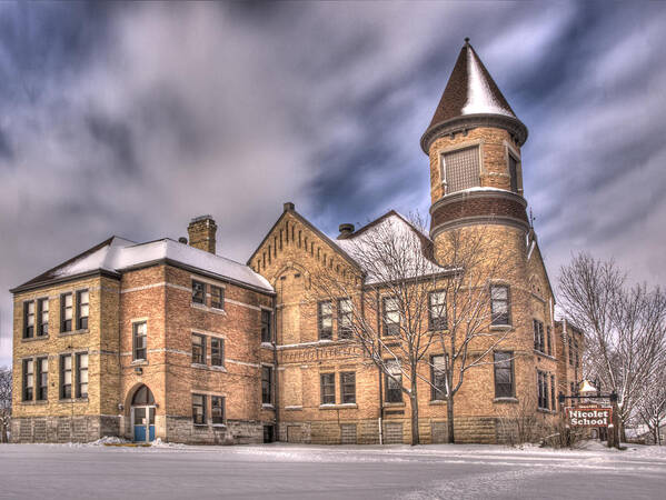 Nicolet School Poster featuring the photograph Nicolet School in High Dynamic Range by Thomas Young