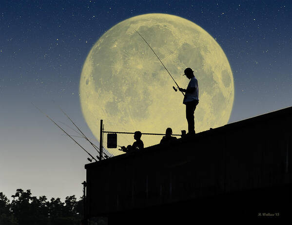 2d Poster featuring the photograph Night Fishing Silhouette by Brian Wallace