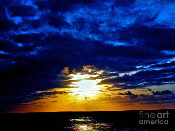 Seascape Poster featuring the photograph Night Surrounds the Sun by Q's House of Art ArtandFinePhotography