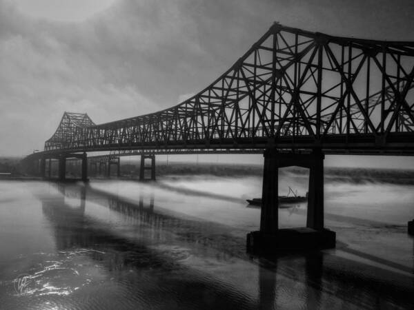 New Orleans Poster featuring the photograph NOLA - Morning Fog at the Crescent City Connection by Lance Vaughn