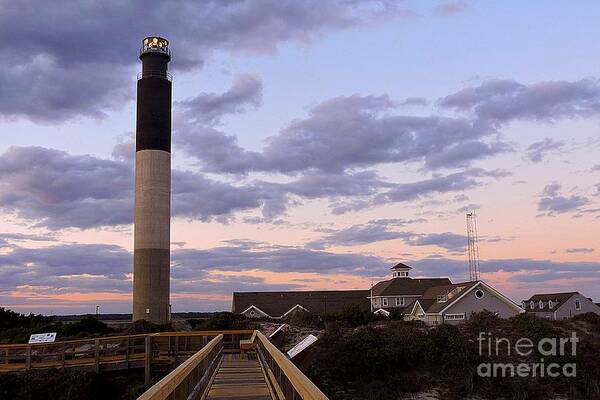 Art Poster featuring the photograph Oak Island Lighthouse from Caswell by Shelia Kempf