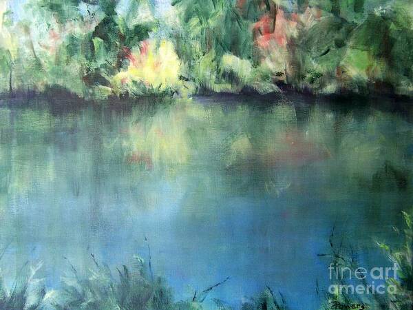 Landscape Of Reflections On A Florida River Poster featuring the painting Oasis by Mary Lynne Powers