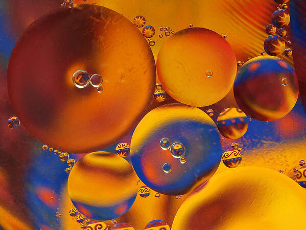 Oil And Water Poster featuring the photograph Oil and Water Abstract Geometric by Liz Mackney