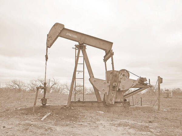 Oil Pump Poster featuring the photograph Oil Pump In Sepia by James Granberry