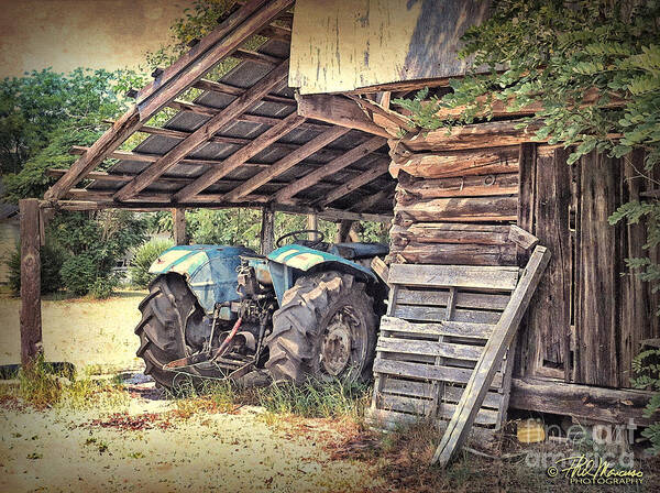 Tractor Art Poster featuring the photograph Old Barn And Tractor by Phil Mancuso