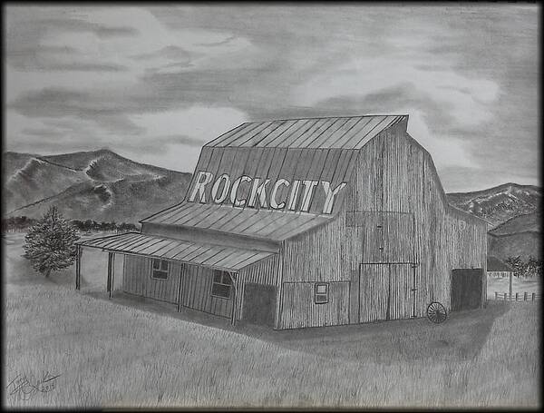 Landscape Poster featuring the drawing Old Barn II by Tony Clark