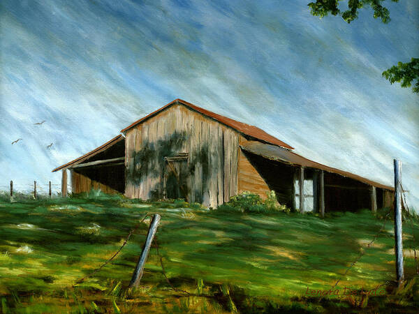 Barn Poster featuring the painting Old Barn Landscape Art Pleasant Hill Louisiana by Lenora De Lude