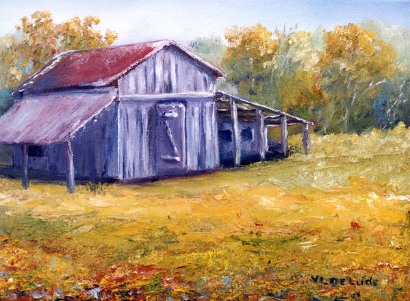 Barn Poster featuring the painting Old Louisiana Barn in Pasture Landscape by Lenora De Lude