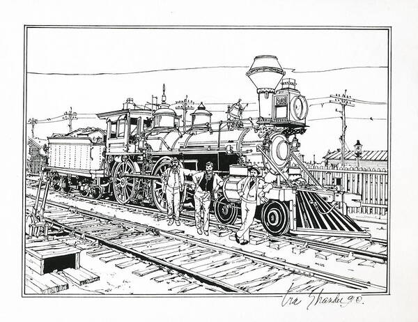 Trains Poster featuring the drawing On The Old Pennsy by Ira Shander