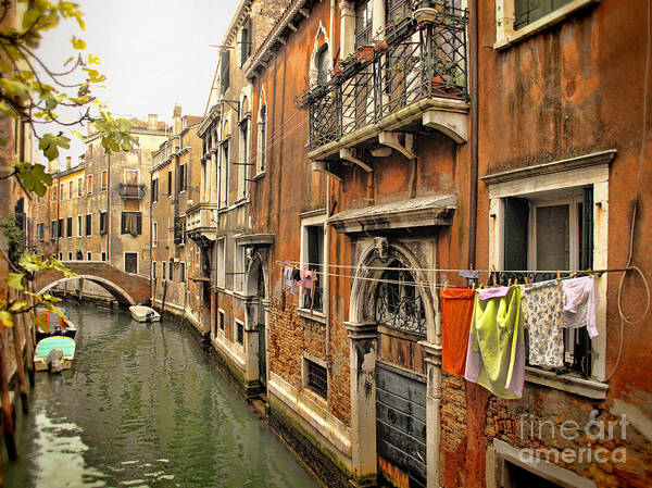  Poster featuring the photograph Orange Towel Venice Canal by Diane Enright